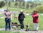 2009 May Pescadero 22 Harley Farms Chelsea, Carol & Linda with baby goats.JPG