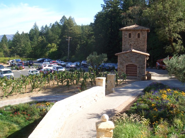 08-Oct 17th Napa Wine Trip 08 Castello di Amorosa veiw from entance steps.JPG