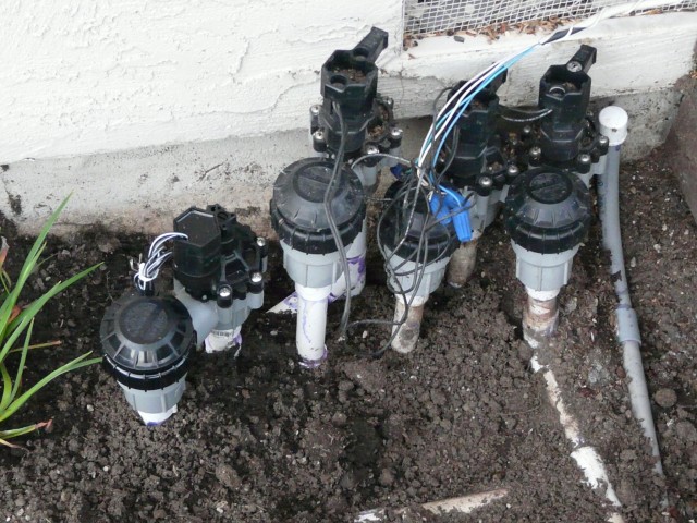 2010 Mar 14 San Ramon 06 Concrete new sprinkler controller for flower bed.JPG