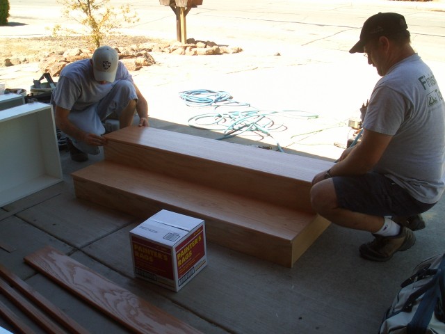 2005 August 29 Conversation Pit Day 2 Installation 03 building stairs.jpg
