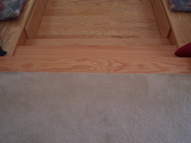 2005 Sep 19 Conversation Pit Day 4 Installation finish work 06 carpet in place.jpg