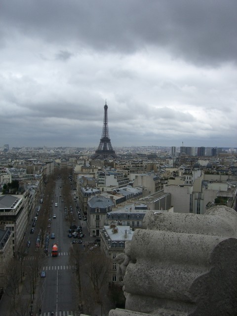 April 2006 Paris Day 5ah view from top Arc de Triomphe toward Tour Eiffel (Jason).jpg